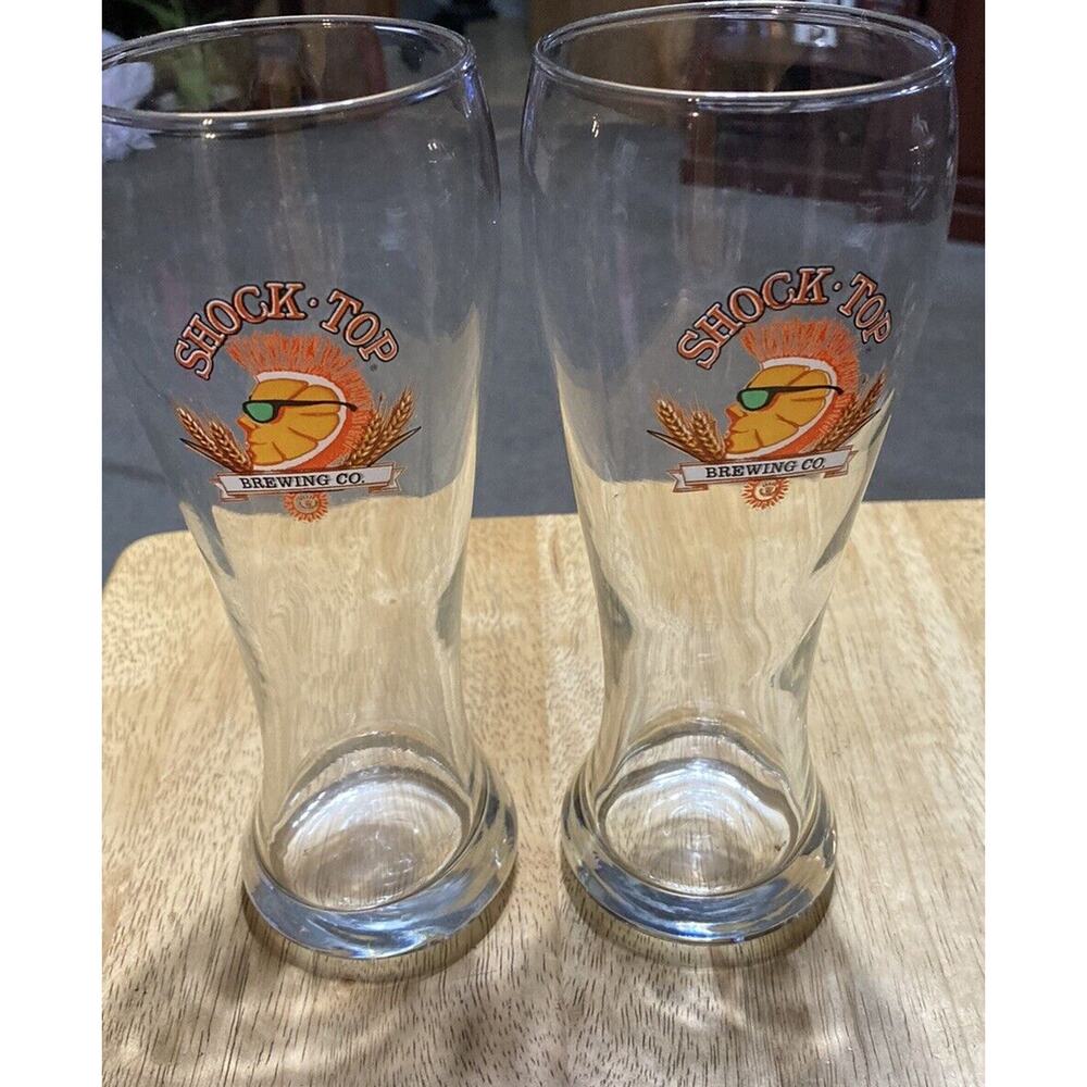 Shock Top‎ Belgian White Beer Pilsner 16 oz Glasses Set of 2 Orange